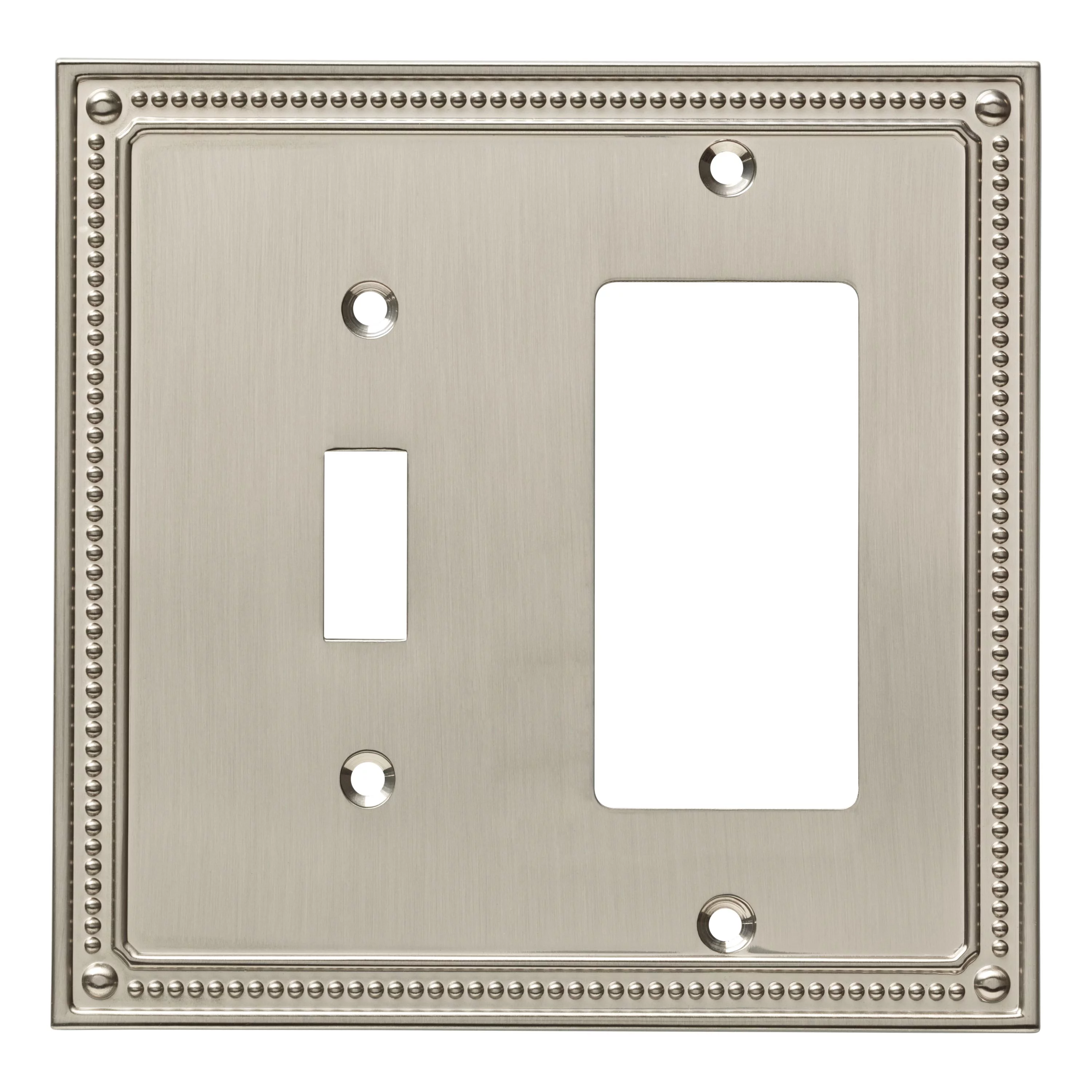 Franklin Brass Classic Beaded Single Switch/Decorator Wall Plate in Satin Nickel