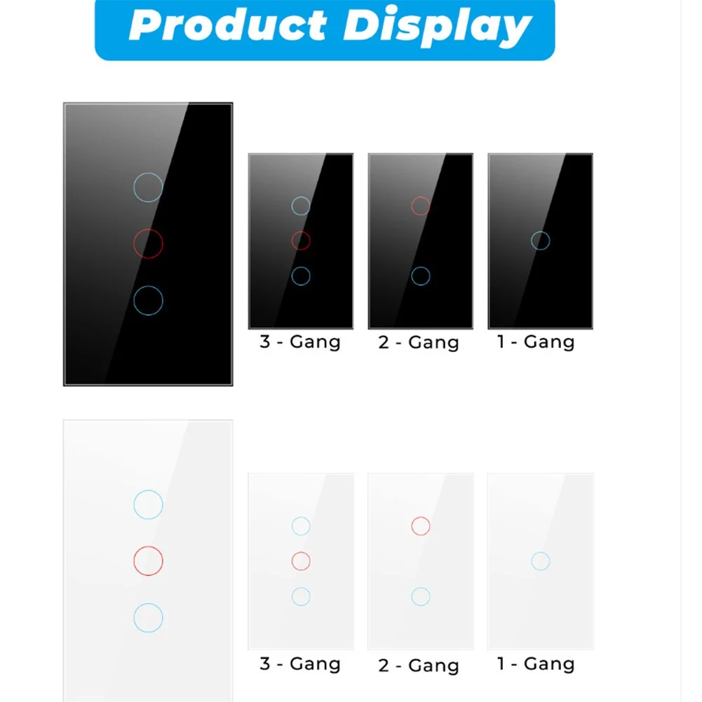 WiFi Switch Smart Home Touch RF Light Wall Panel 1/2/3 Gang Black US