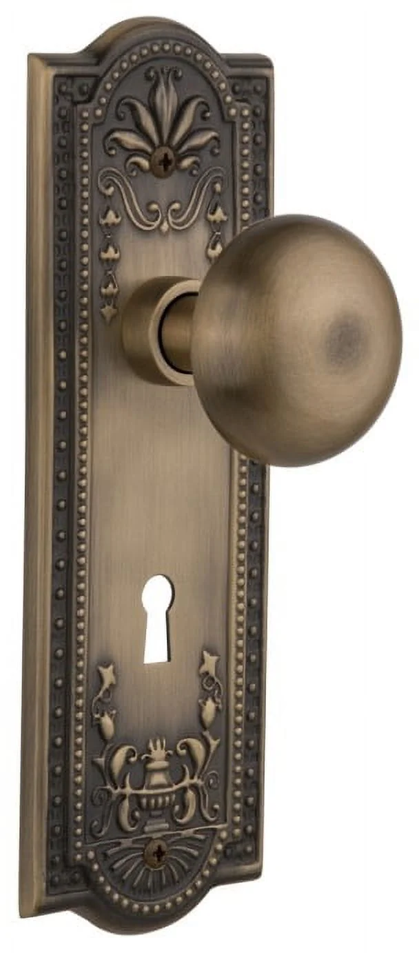 Nostalgic Warehouse Meanyk_Prv_238_Kh New York Solid Brass Privacy Door Knob Set - Brass