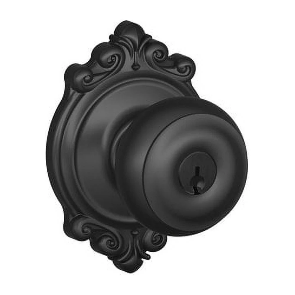 Schlage Lock Company F51AGEO619BRK F51A Georgian 619 BRK Brookshire Deco Rose Entry Door Lock Satin Nickel