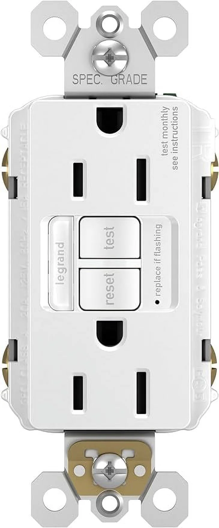 Legrand radiant Night Light, Self-Test GFCI Outlets, Safe for Kids, Tamper Resistant, White, 15 Amp, 1597NTLTRWCCD4