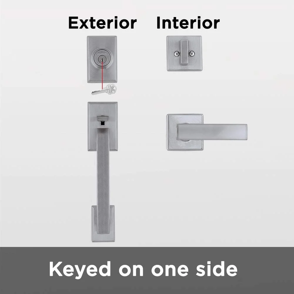 Kwikset Tavaris Single Cylinder Handleset w/Vedani Lever featuring SmartKey? in Satin Chrome