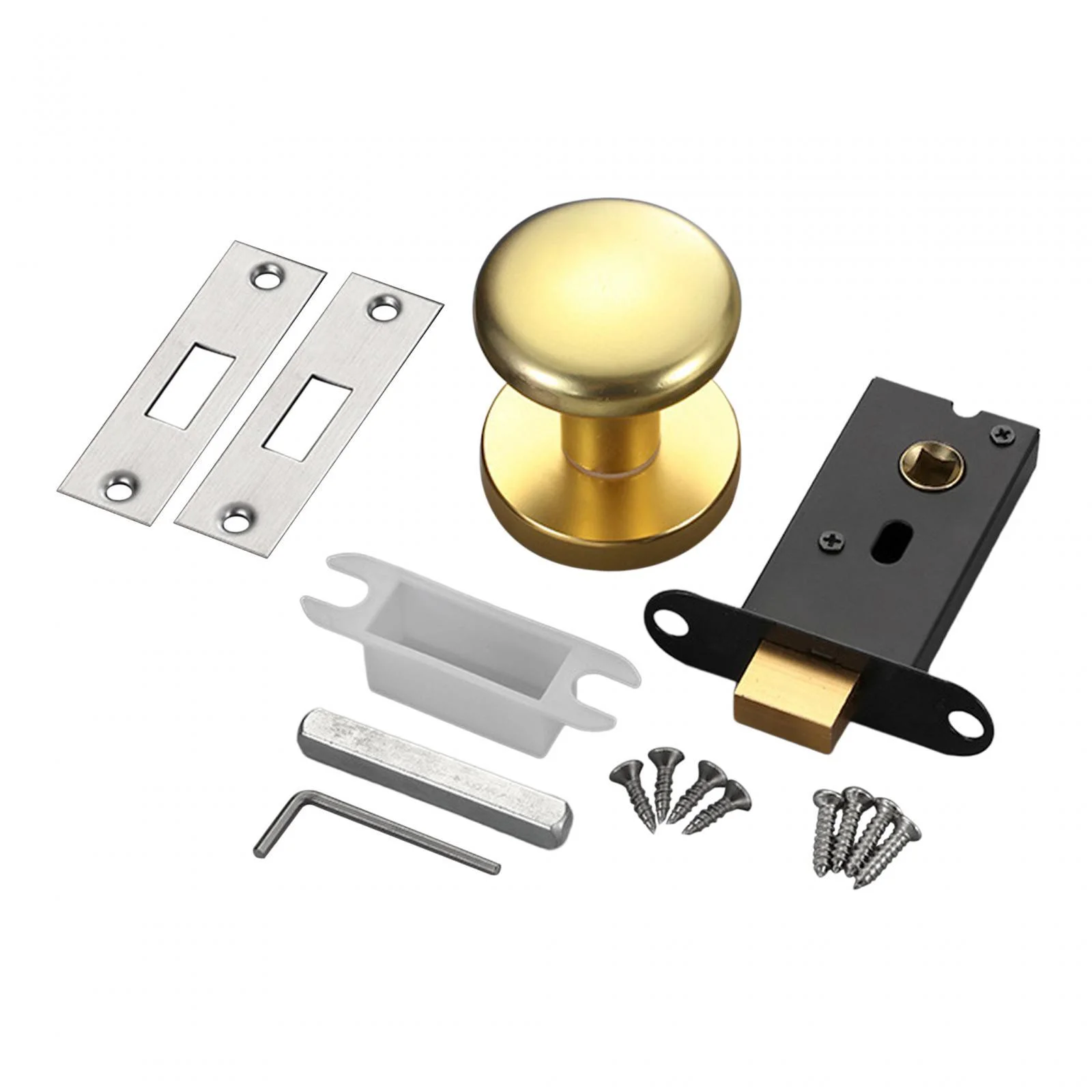 Baoblaze Indoor Passage Keyless Door Knob, Zinc Alloy Single Sided Indoor Door Knob, Lock Gold