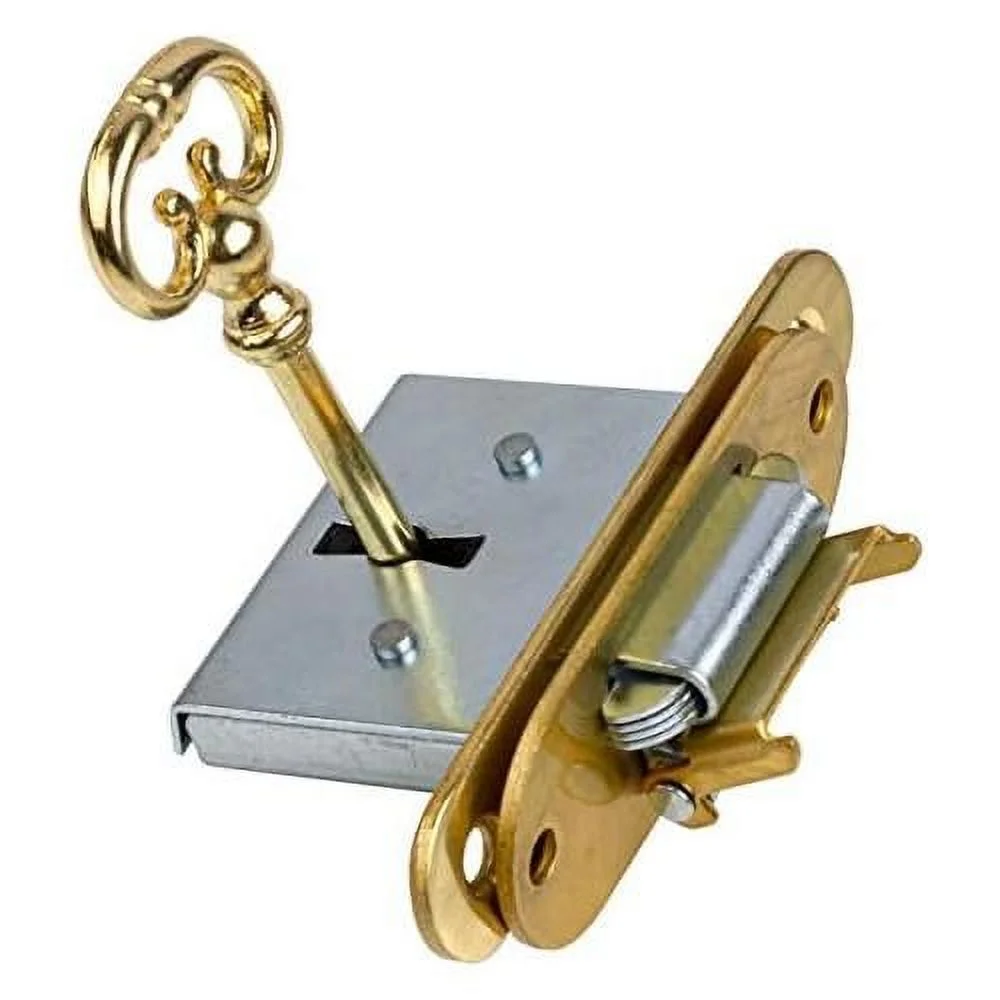 Rounded Full Mortise Lock W/Two Skeleton Keys For Roll Top Desk - Antique Furniture Hardware | -032-L