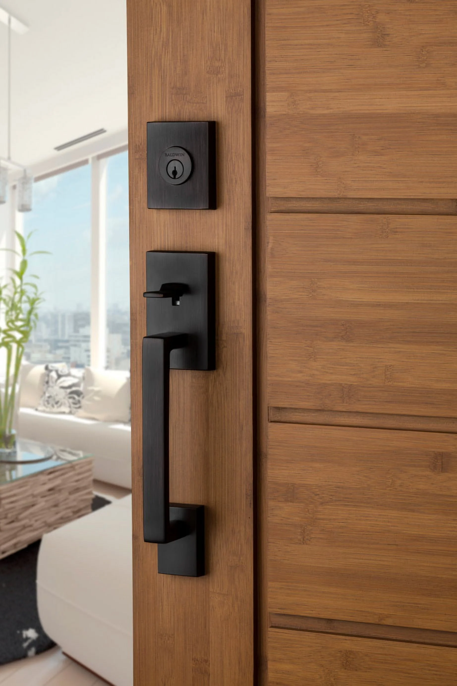 Baldwin Sc.Lajxsqu.R.Csr.Smt La Jolla Smartkey Single Cylinder Keyed Entry Handleset -