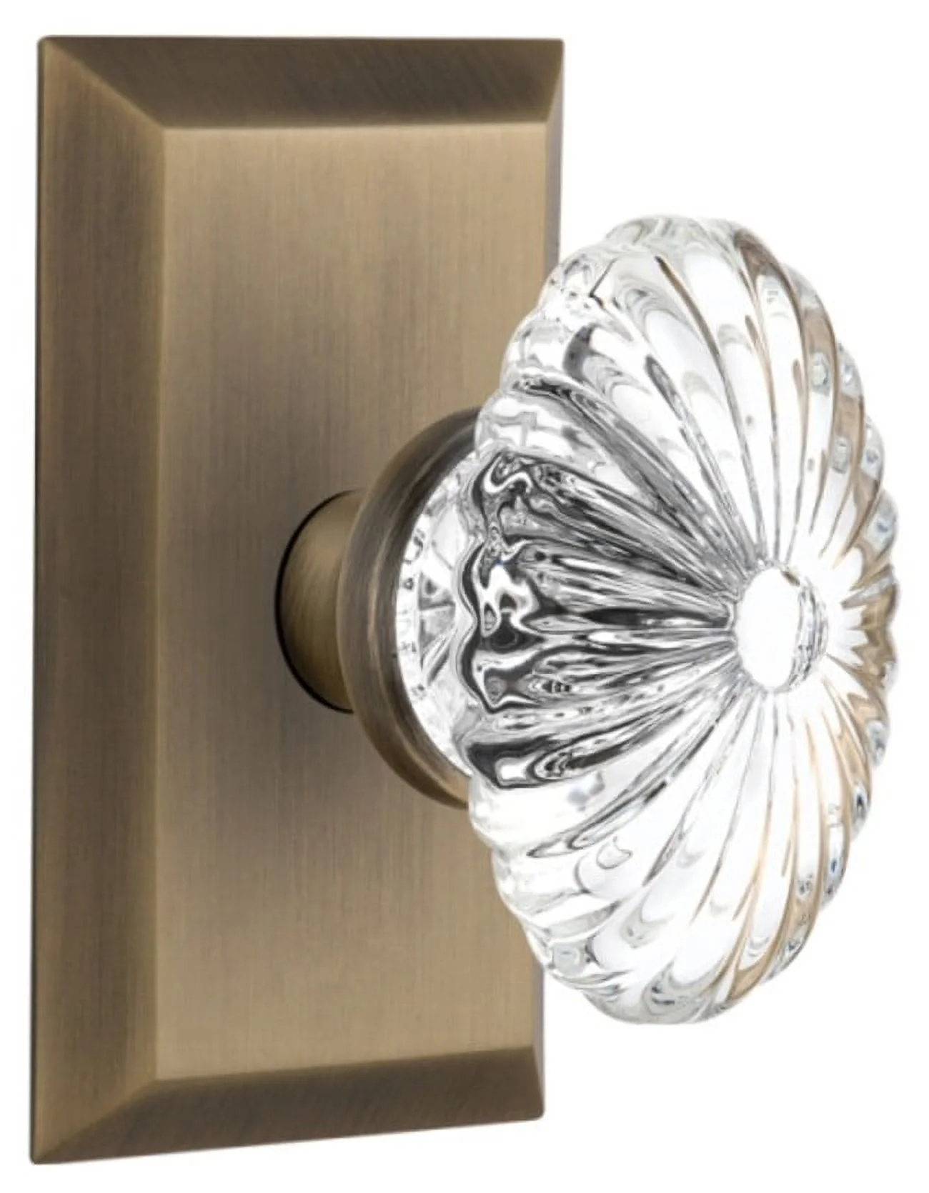 Nostalgic Warehouse Stuofc_Sd_Nk Oval Fluted Crystal Solid Brass Single Dummy Door Knob -