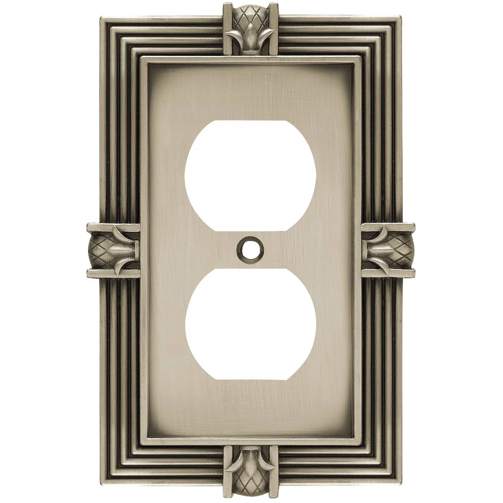 Franklin Brass Pineapple Single Duplex Wall Plate in Brushed Satin Pewter, 3-Pack
