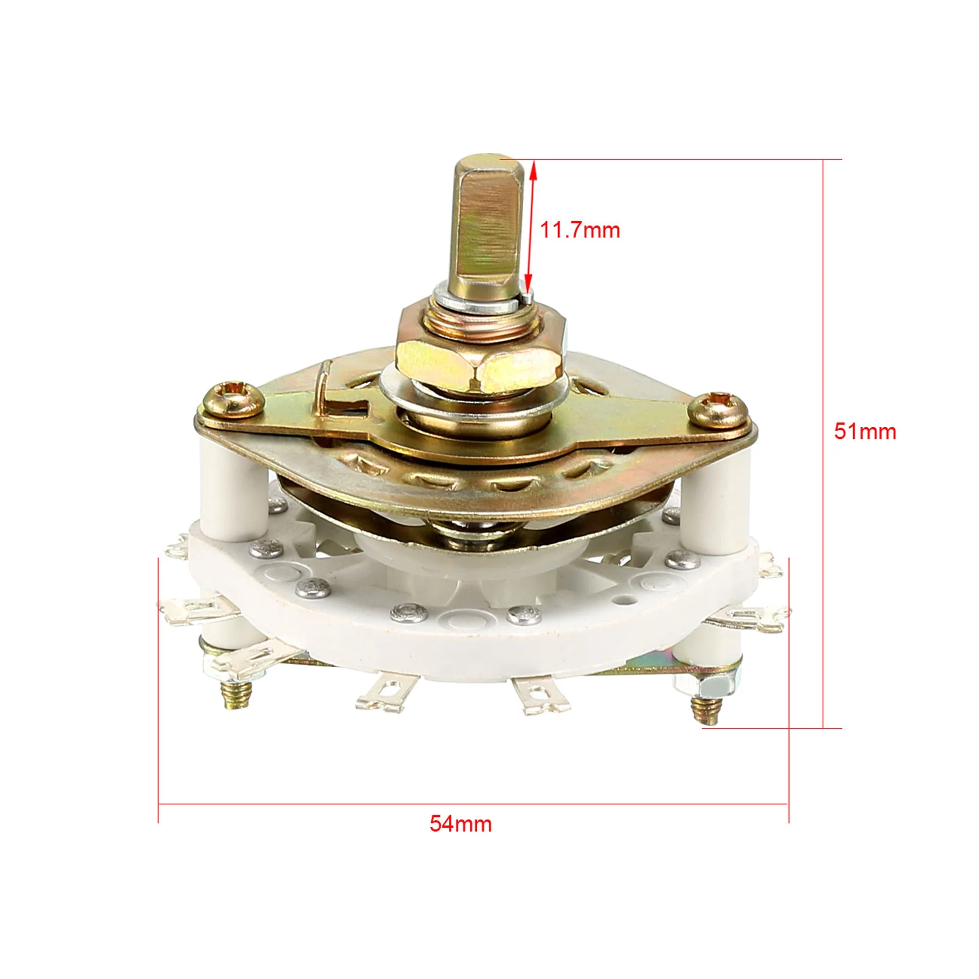 2P4T 2 Pole 4 Position 1 Deck Band Channel Rotary Switch Selector Knob Gold