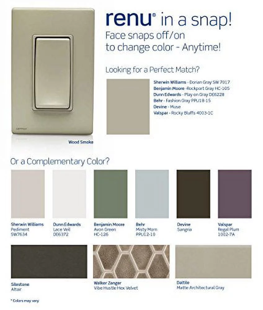 Leviton RER15-WS Duplex Receptacle Renu Tamper-Resistant 5-15R 15A 125V Back and Side Wired - Wood Smoke