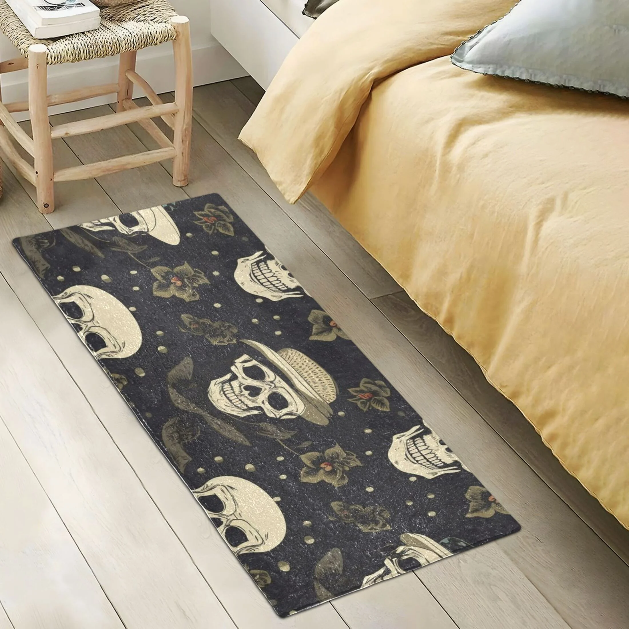 Skeleton Skull Luxury Kitchen Rug Non Slip Bathroom Plush Mat Shaggy Bedroom Carpet 39