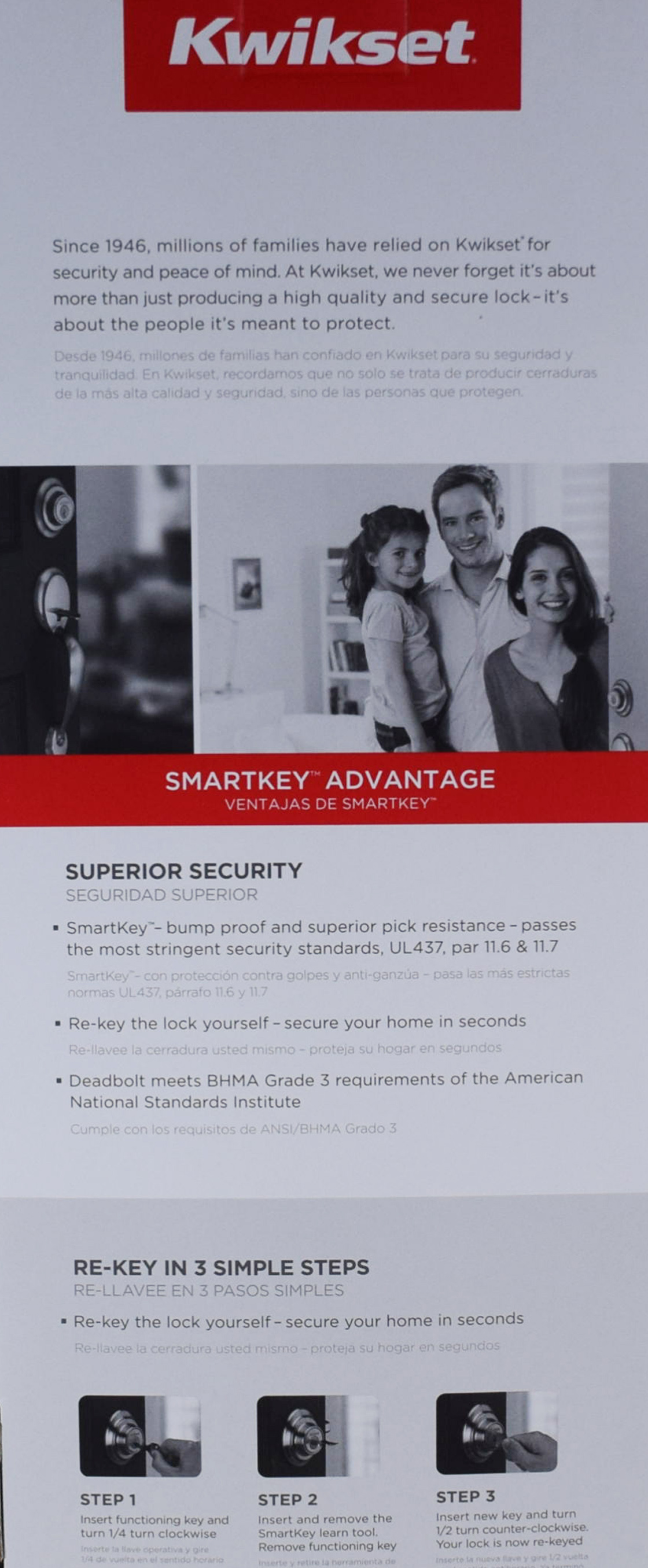 Kwikset 687DAXP15SMTCP Dakota Single Cylinder SmartKey Handleset (Satin Nickel)