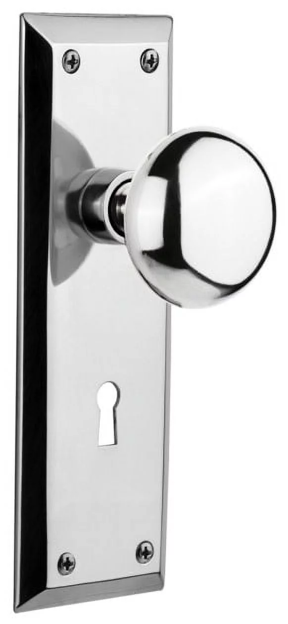 Nostalgic Warehouse Nyknyk_Prv_234_Kh New York Solid Brass Privacy Door Knob Set - Chrome