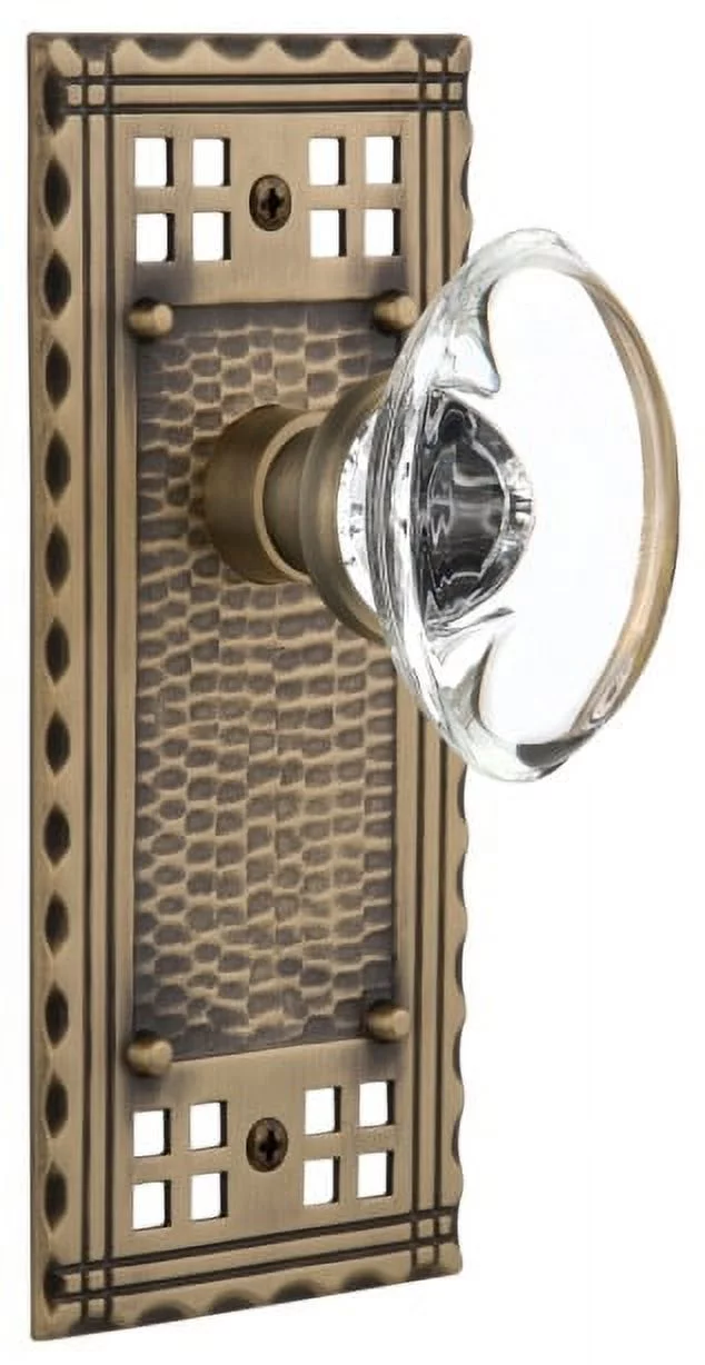 Nostalgic Warehouse Craocc_Dp_Nk Vintage Oval Clear Crystal  Dummy Door Knob Set - Brass