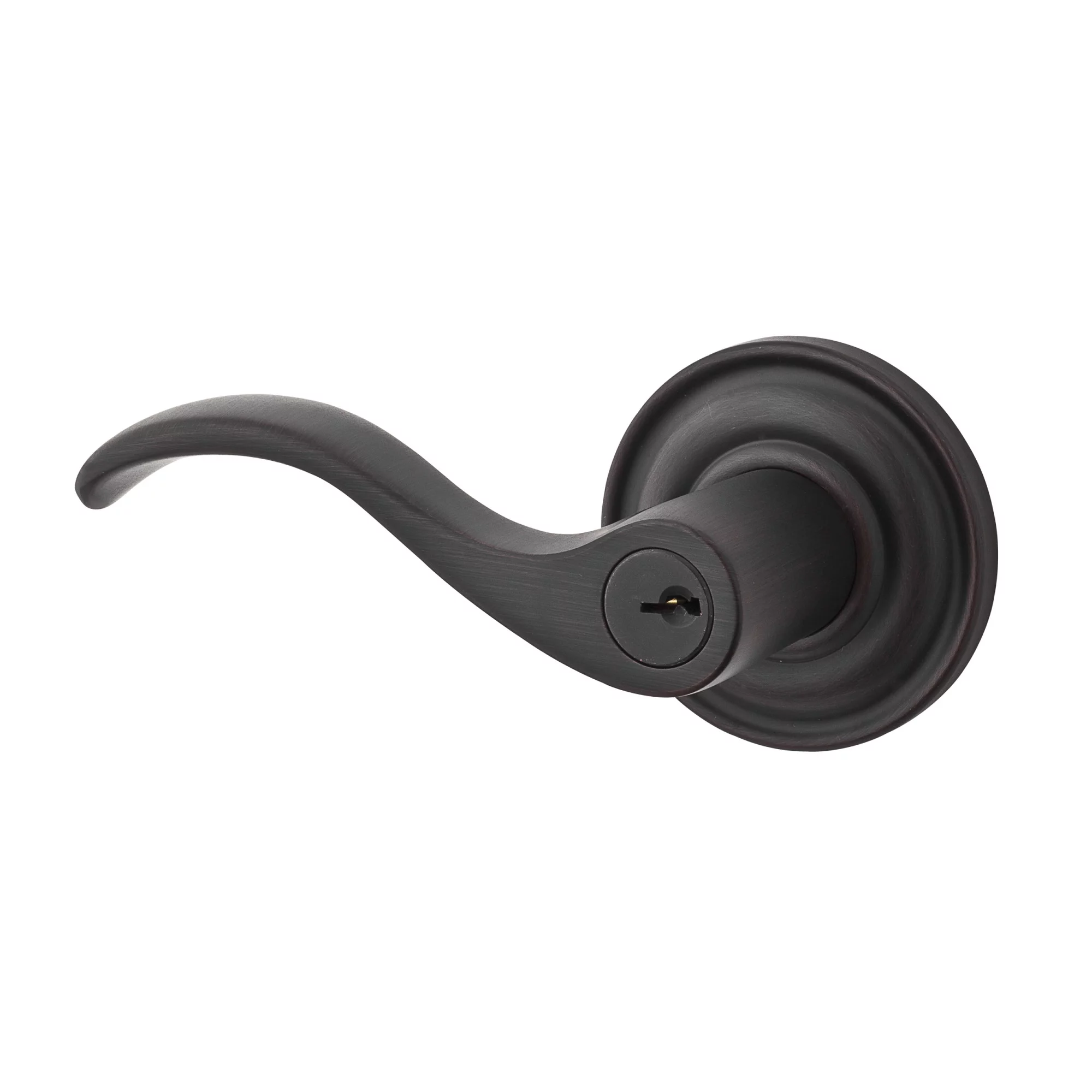 Baldwin Reserve Encurltrr112 Entry Left Hand Curve Lever Handle and Traditional Round Rose Venetian Bronze Finish
