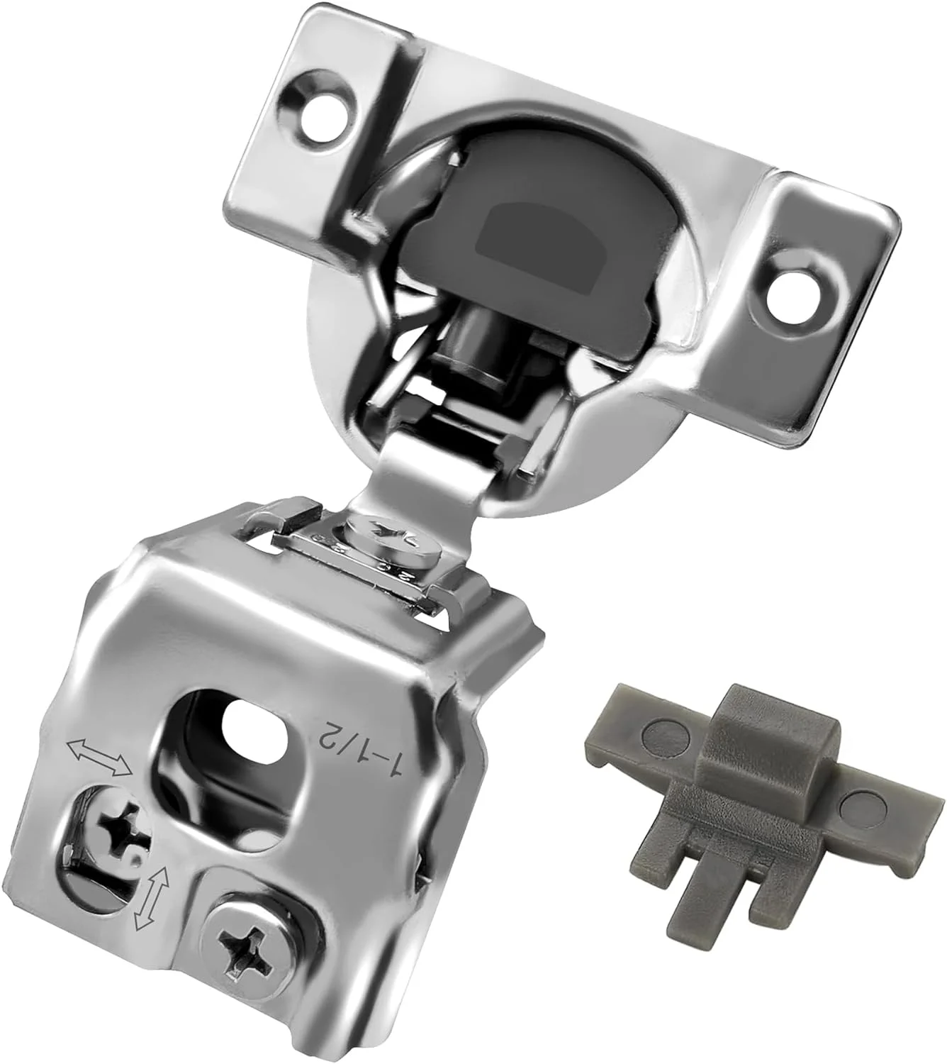 Pieces) 1 1/2 Inch Overlay, 90 Degree Restricted Opening Angle, Soft Closing, 6-Ways 3-Cam Adjustment, Concealed Face Frame Kitchen Cabinet Door Hinges With Screws (1 1/2