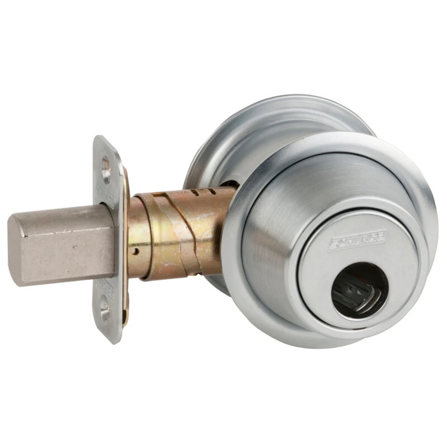 Schlage B562L 626 Grade 2 Double Cylinder Deadbolt Less Cylinder Adjustable 2-3/8 and 2-3/4 Backset Satin Chrome Finish