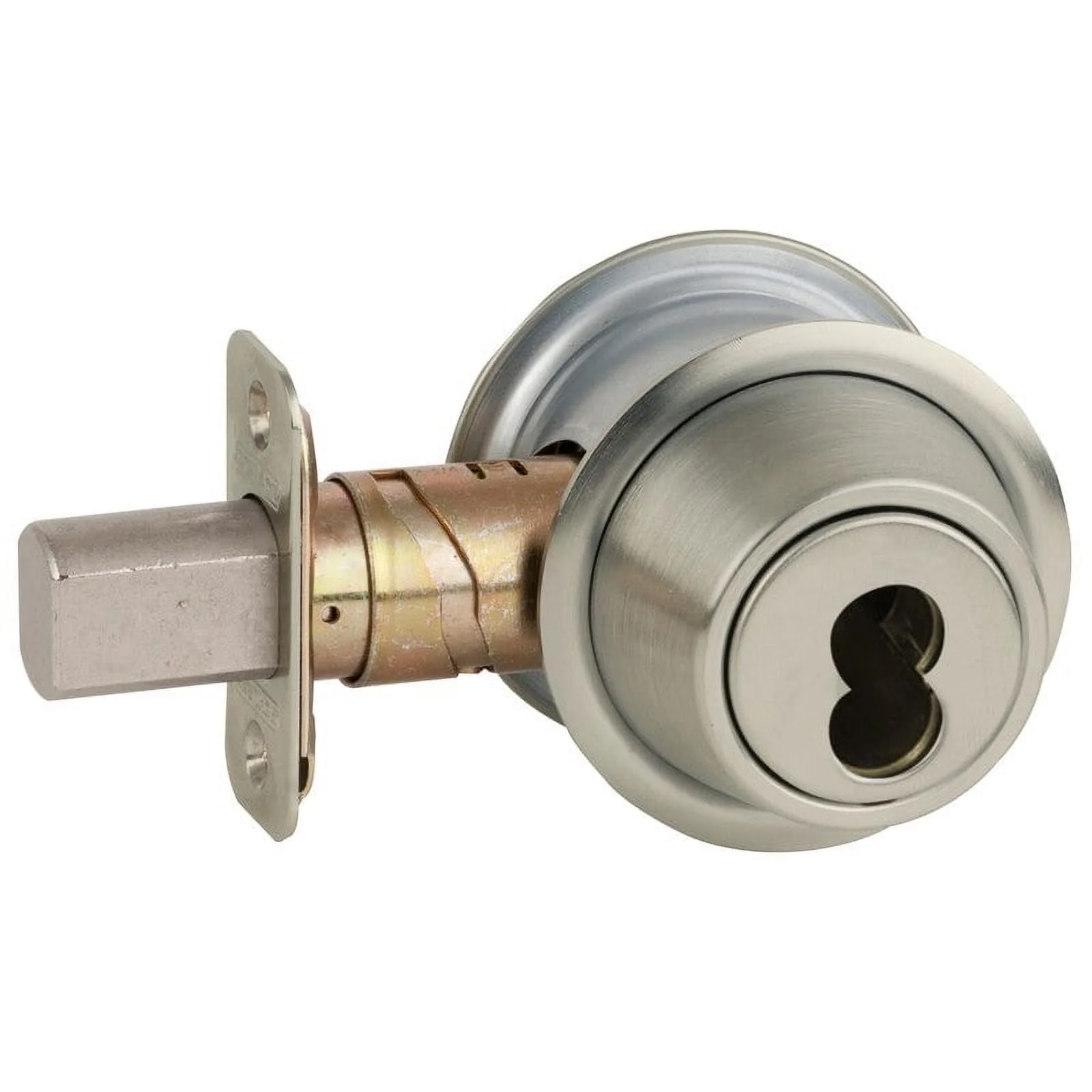Schlage B560J 619 Grade 2 Single Cylinder Deadbolt Schlage FSIC Less Core Adjustable 2-3/8 and 2-3/4 Backset Satin Nickel Plated Clear Coated Finish