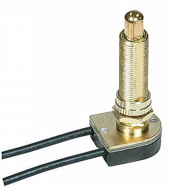 Satco On-Off Metal Push Switch Metal Bushing Single Circuit Rated 6A-125V 3A-250V Brass