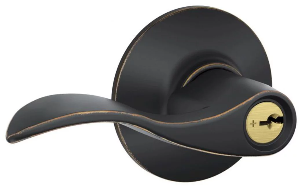 Schlage F80-Acc-Lh Accent Left Handed Single Cylinder Keyed Entry Storeroom Door Lever Set