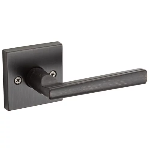 Kwikset Montreal Lever with Square Rose Half Dummy in Satin Nickel