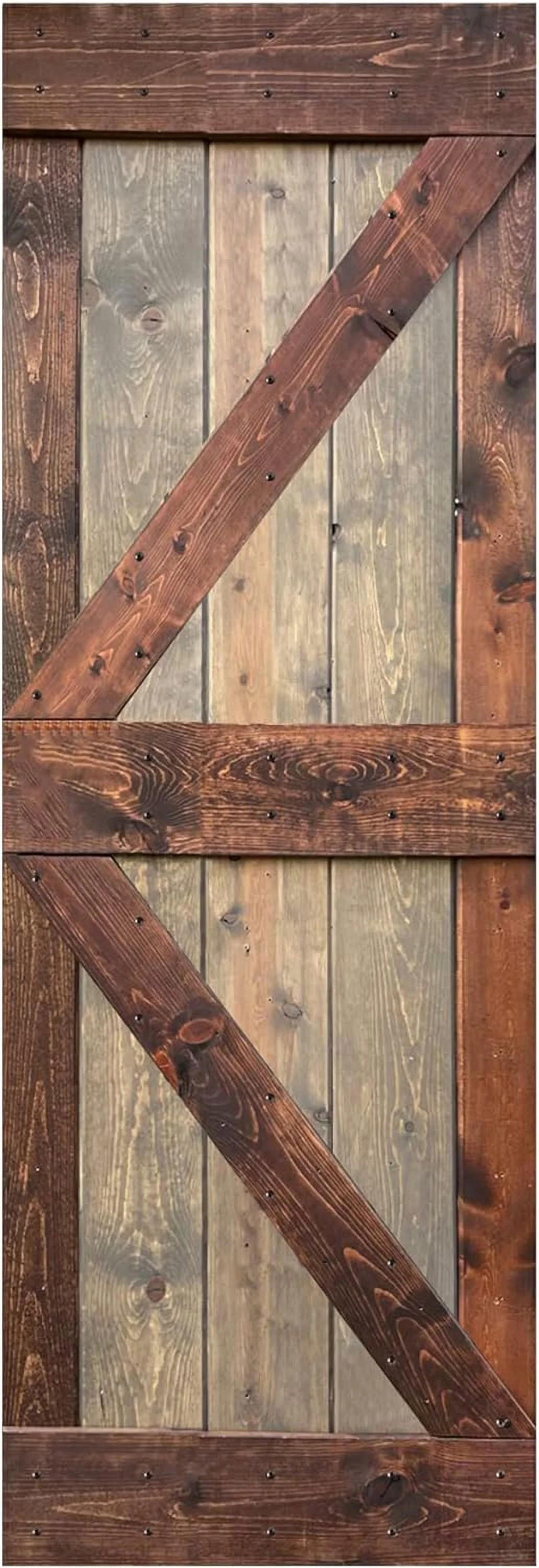 K Series Brown/Walnut Finished DIY Solid Wood Interior Sliding Barn Door Slab(Hardware Kit NOT Included)(30in.X84in.)
