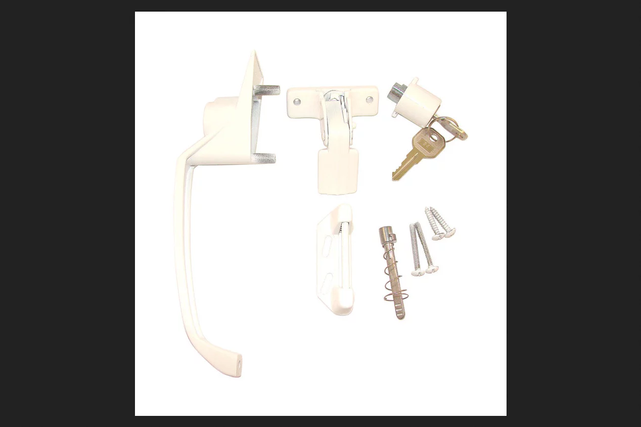 Barton Kramer 328WC White Steel Side Mount Screen Door Handle 1-3/4 in. with Key