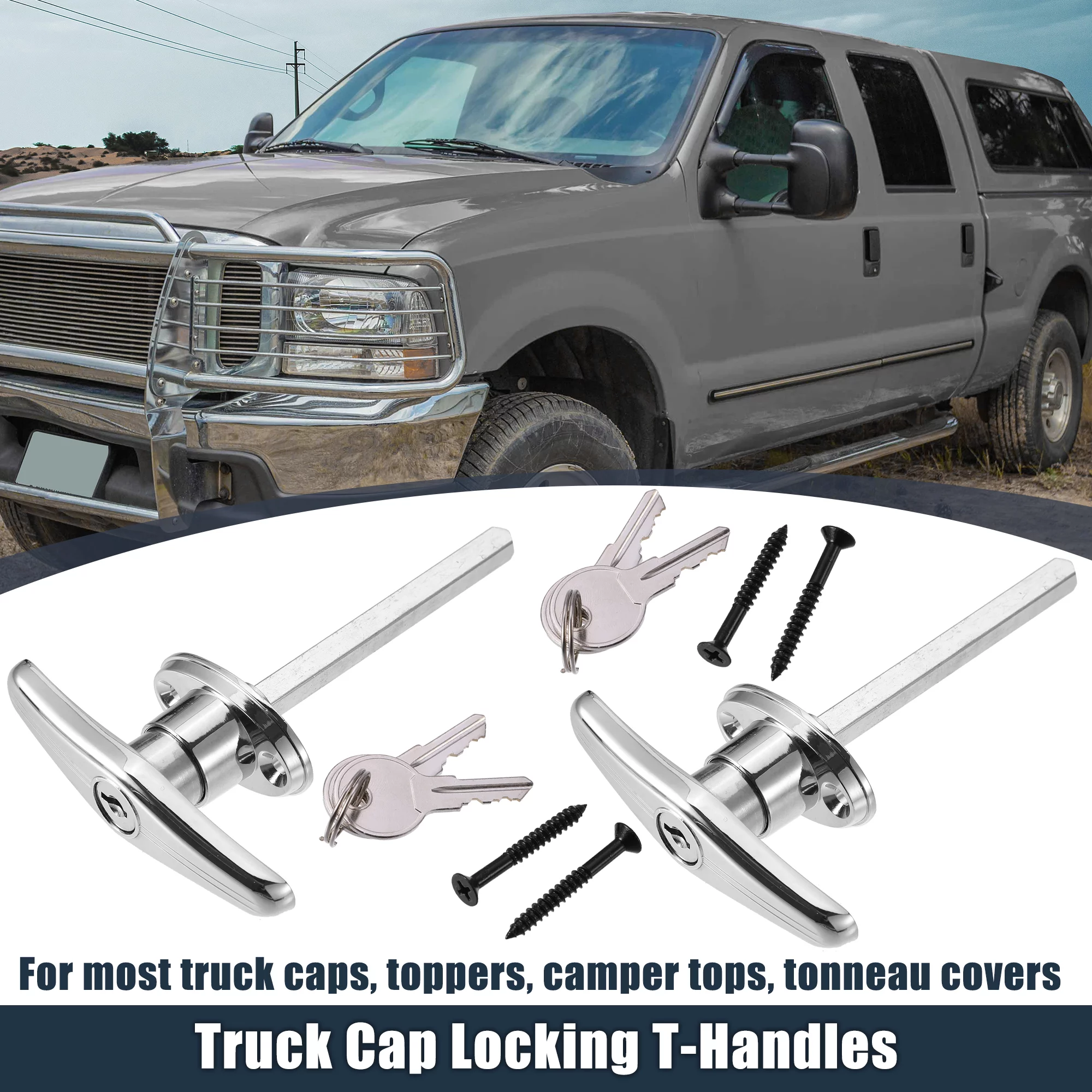 Unique Bargains 2 Set Universal Garage Door Keyed T-Handle Lock Kit Shed Door Lock T Handle w/ 4 Key Bolts