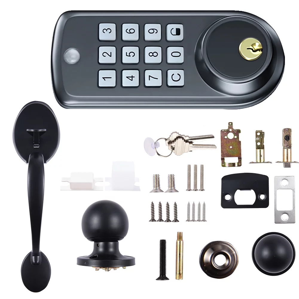 Keyless Entry Smart Door Lock 10 User Codes Auto Lock Electronic Keypad Deadbolt Handles Set with 2 Keys for Front Door Apartment Home Hotel
