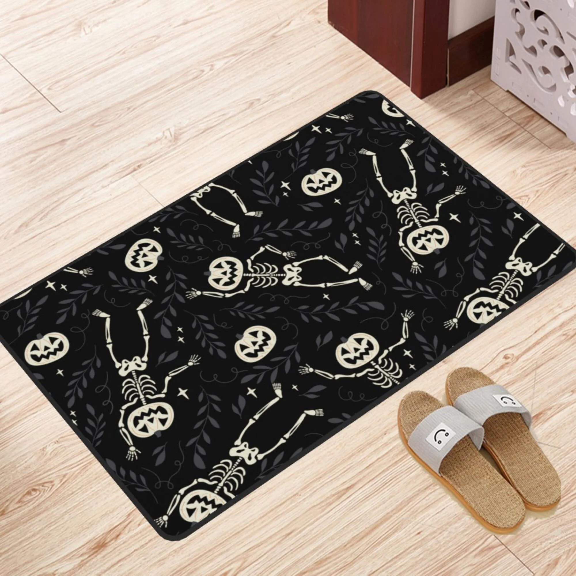 DouZhe Halloween Funny Pumpkin Skeletons Rugs Doormat, Non-Slip Machine Washable Carpets Floor Door Mat , 36