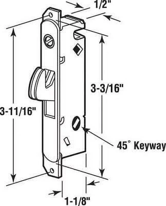 Prime-Line Steel Indoor and Outdoor Mortise Lock, 'ACE-5133426