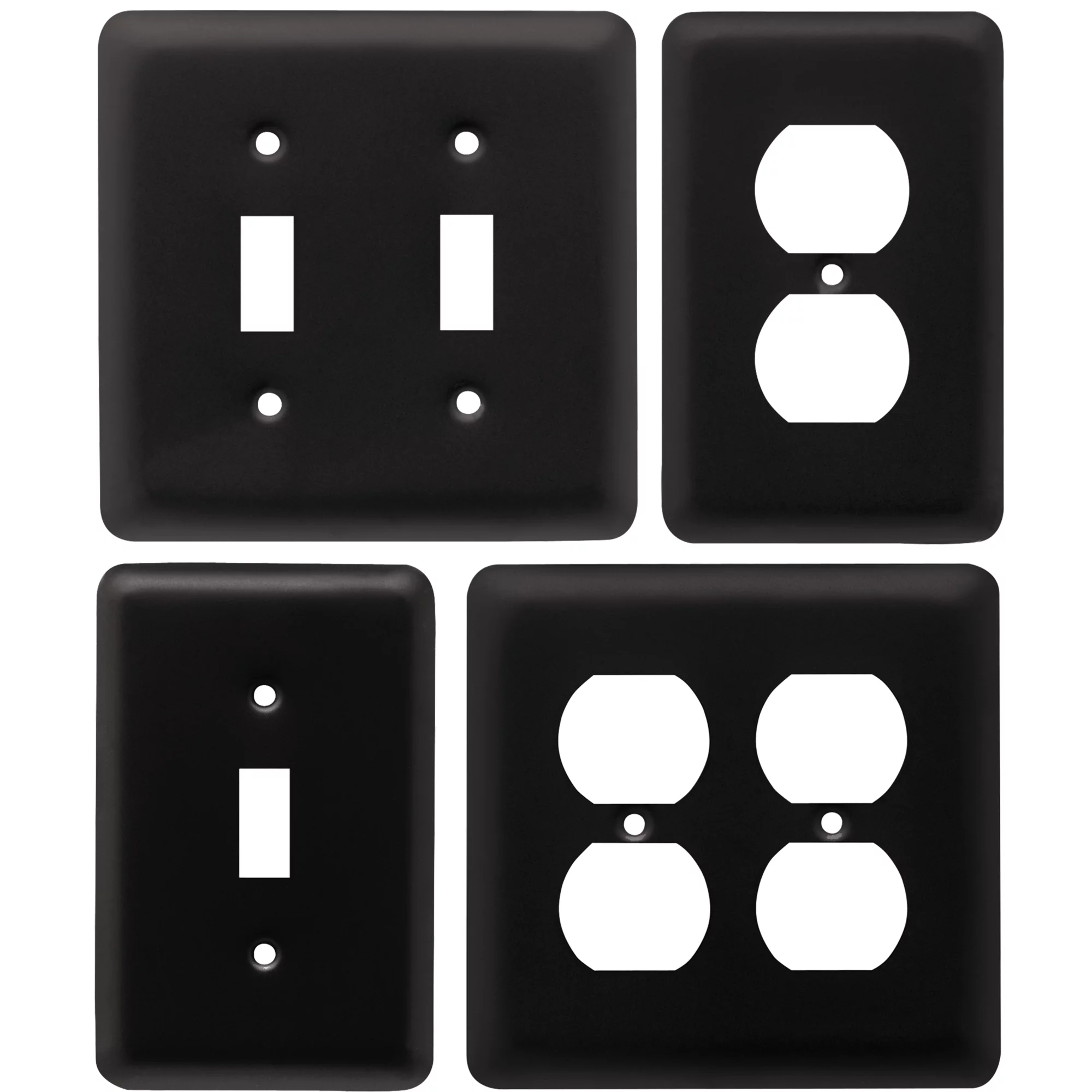 Franklin Brass Stamped Round Single Switch Wall Plate in Flat Black
