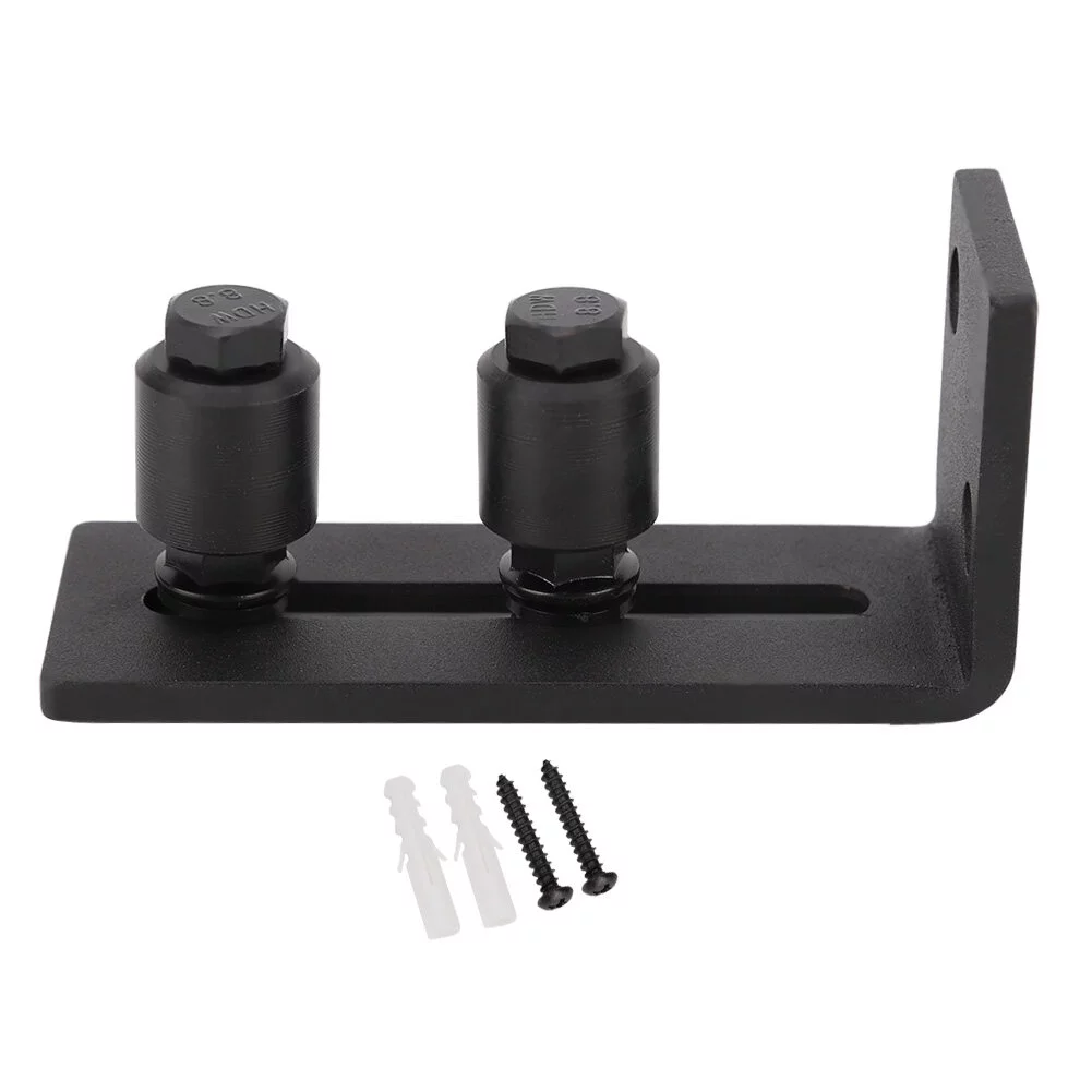 Floor Guide,Carbon Steel Adjustable Sliding Floor Guide for Barn Door Hardware Accessory(Double Roller)