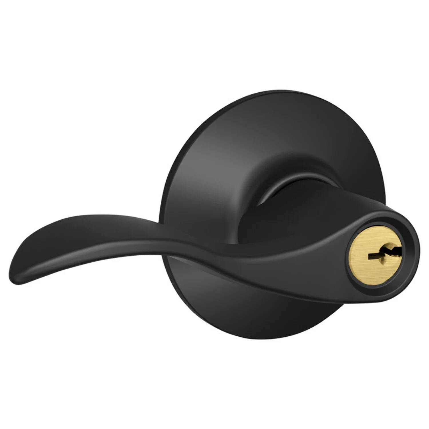 Schlage Residential F51A ACC 622 KD Grade 2 Entry Lock Accent Lever Conventional Cylinder Keyed Different Flat Black Coated Finish Non-Handed