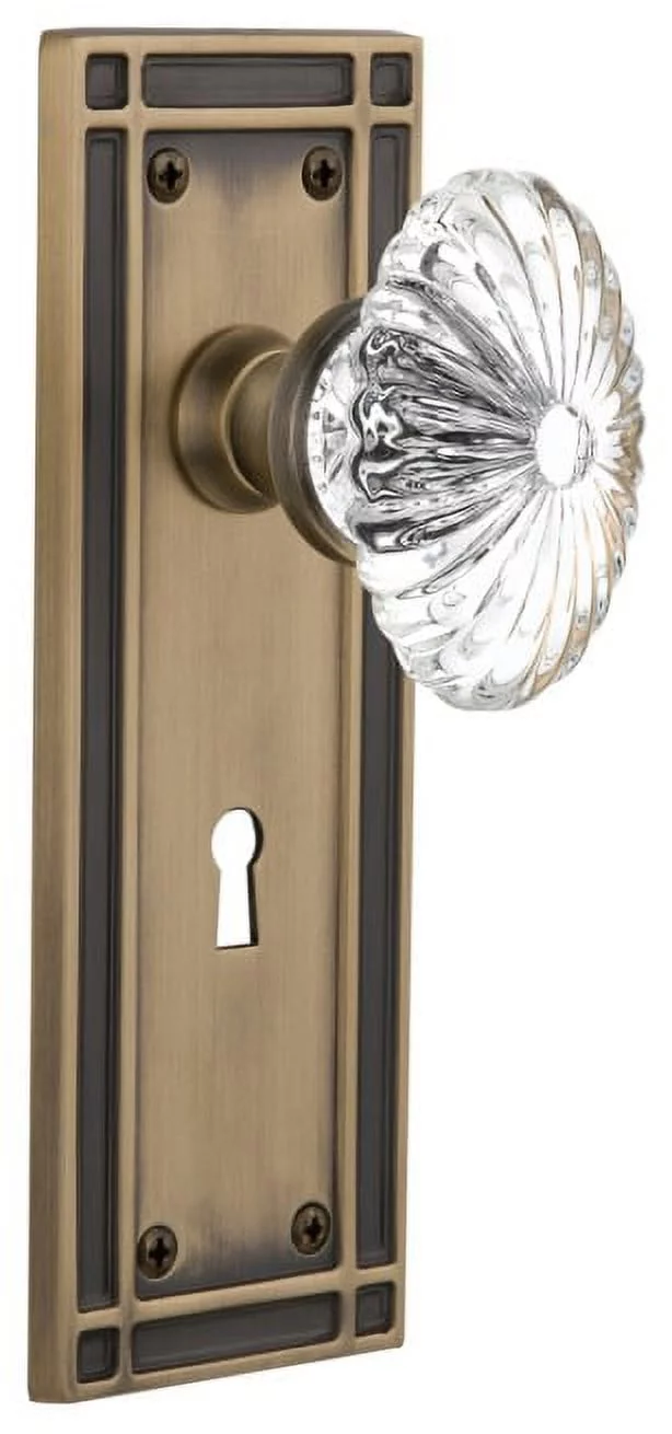 Nostalgic Warehouse Misofc_Prv_238_Kh Oval Fluted Crystal Solid Brass Privacy Door Knob
