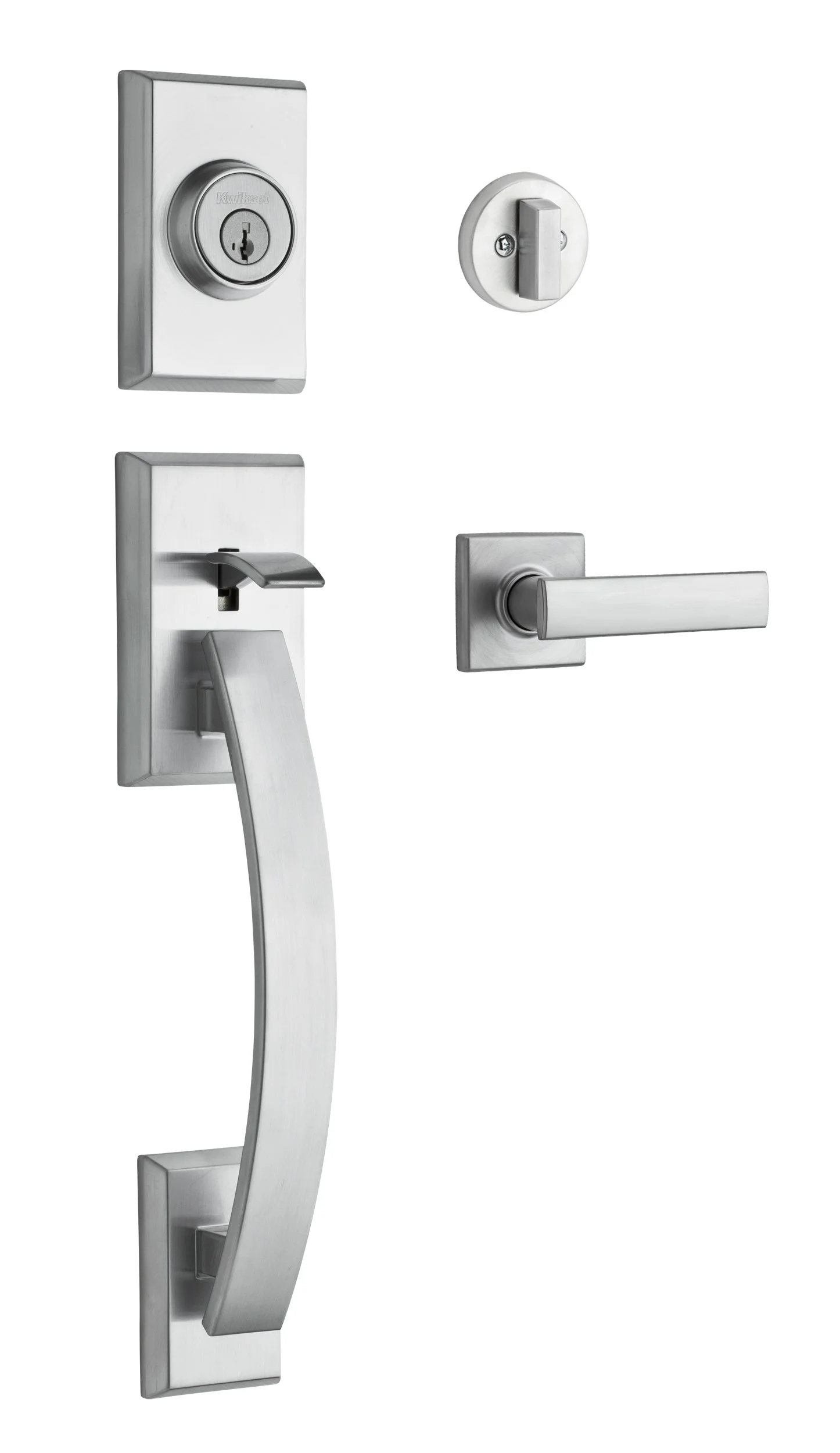 Kwikset Tavaris Single Cylinder Handleset w/Vedani Lever featuring SmartKey? in Satin Chrome