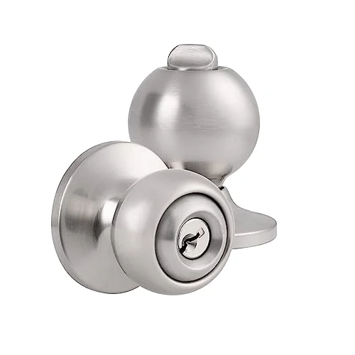 2 Pack Keyed Alike Door Knobs with Lock and Keyes, Brushed Nickel Exterior Door Locksets with Same Keys, Front Security Door Locks