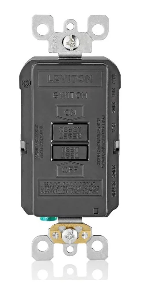 Leviton GFRBF-XE GFCI Outlet SmartlockPro Slim Blank 20A SPST Deadfront, Black