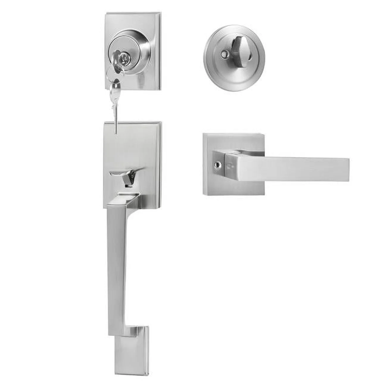 Vevor  Front Door Handle & Deadbolt Set, Satin Nickel Square Handle Set with Lever Door Handle