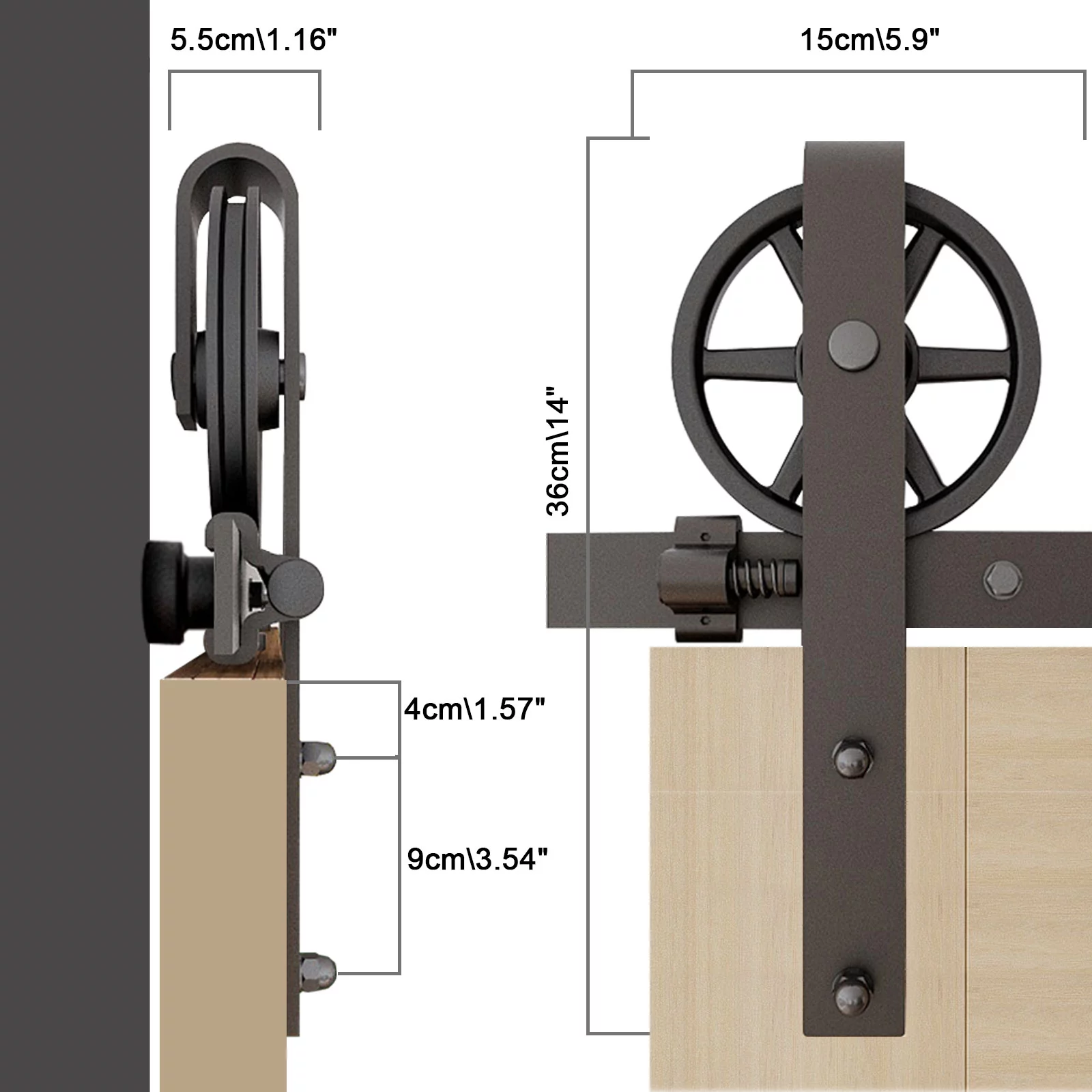 CCJH 6FT Sliding Barn Door Hardware Kit Fit 24