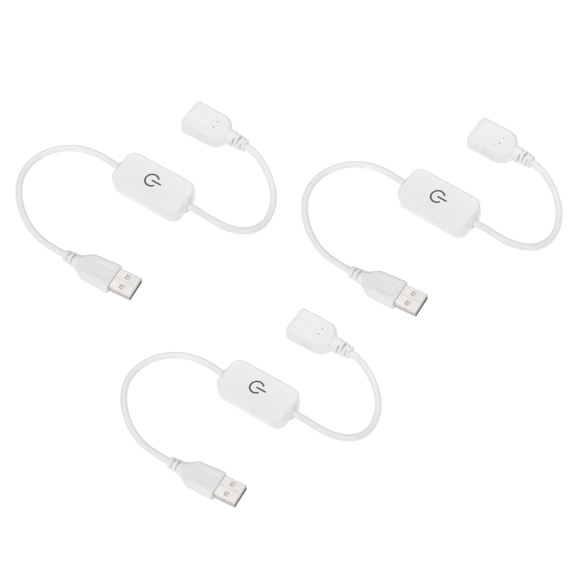 Uxcell 5V 3A USB Inline Tact Dimmer Switch Control Single Color LED Strip Lights, White, 3 Pack