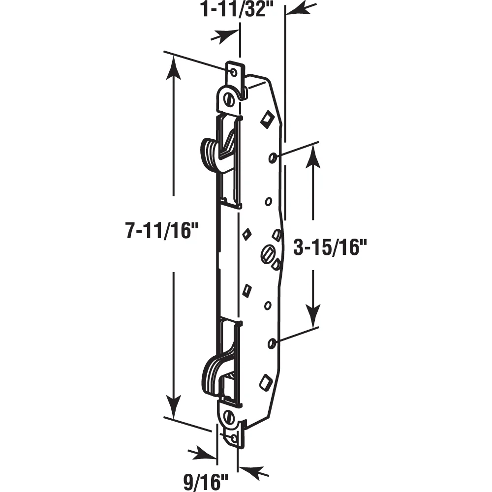 Prime-Line Mortise Lock, 7-11/16 in. Mounting Hole, Multi-point Latch