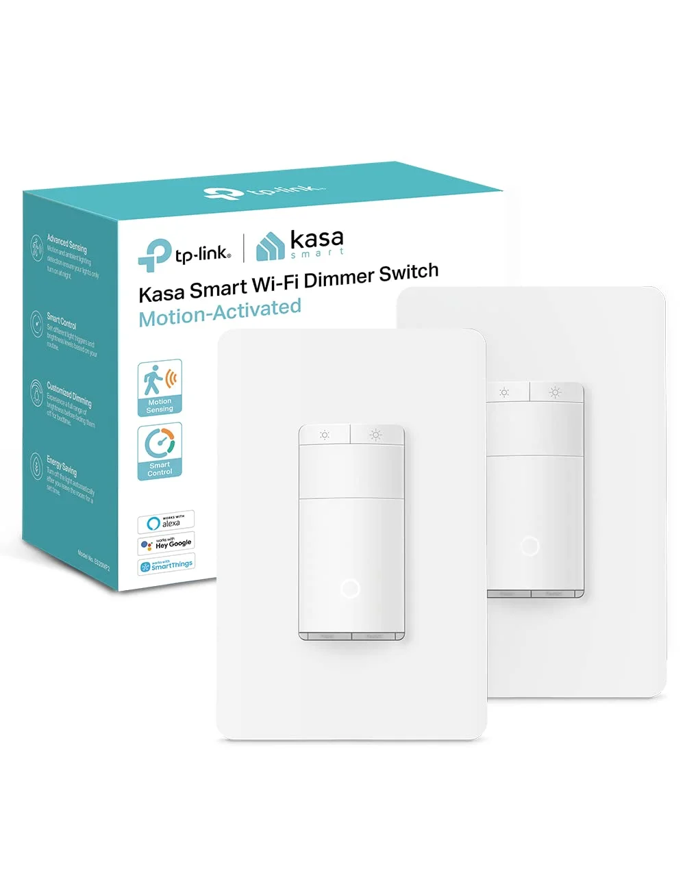 Kasa Smart Motion Sensor Switch, Dimmer Light Switch, Single Pole, Needs Neutral Wire, 2.4GHz Wi-Fi, Compatible with Alexa & Google Assistant, UL Certified, No Hub Required(ES20MP2) White 2-Pack