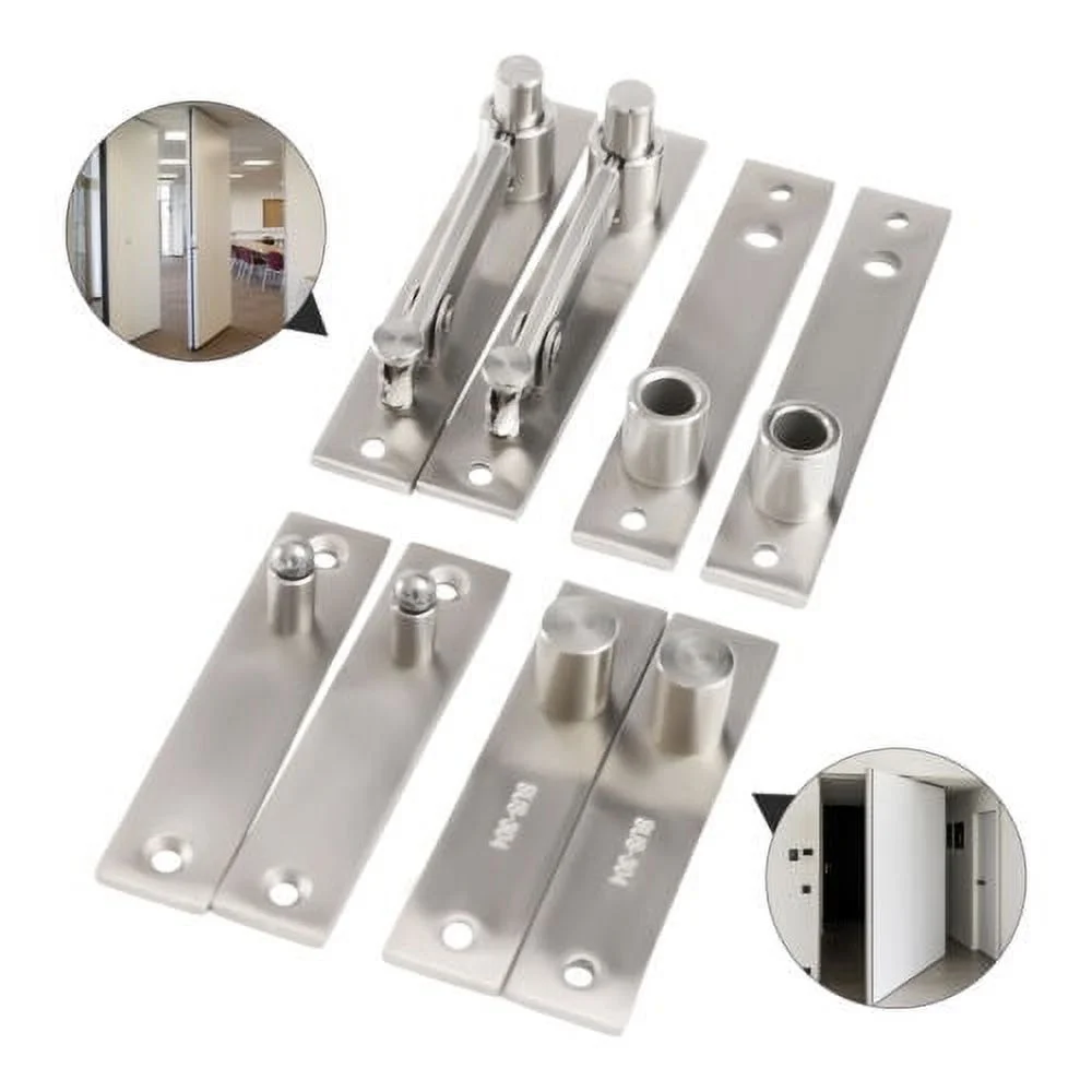 Heavy Duty 360 Rotating Hidden Hinges 2-Set Invisible Door Pivot Hinges Brushed