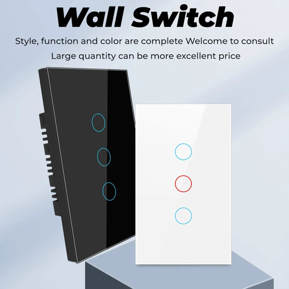 WiFi Switch Smart Home Touch RF Light Wall Panel 1/2/3 Gang Black US