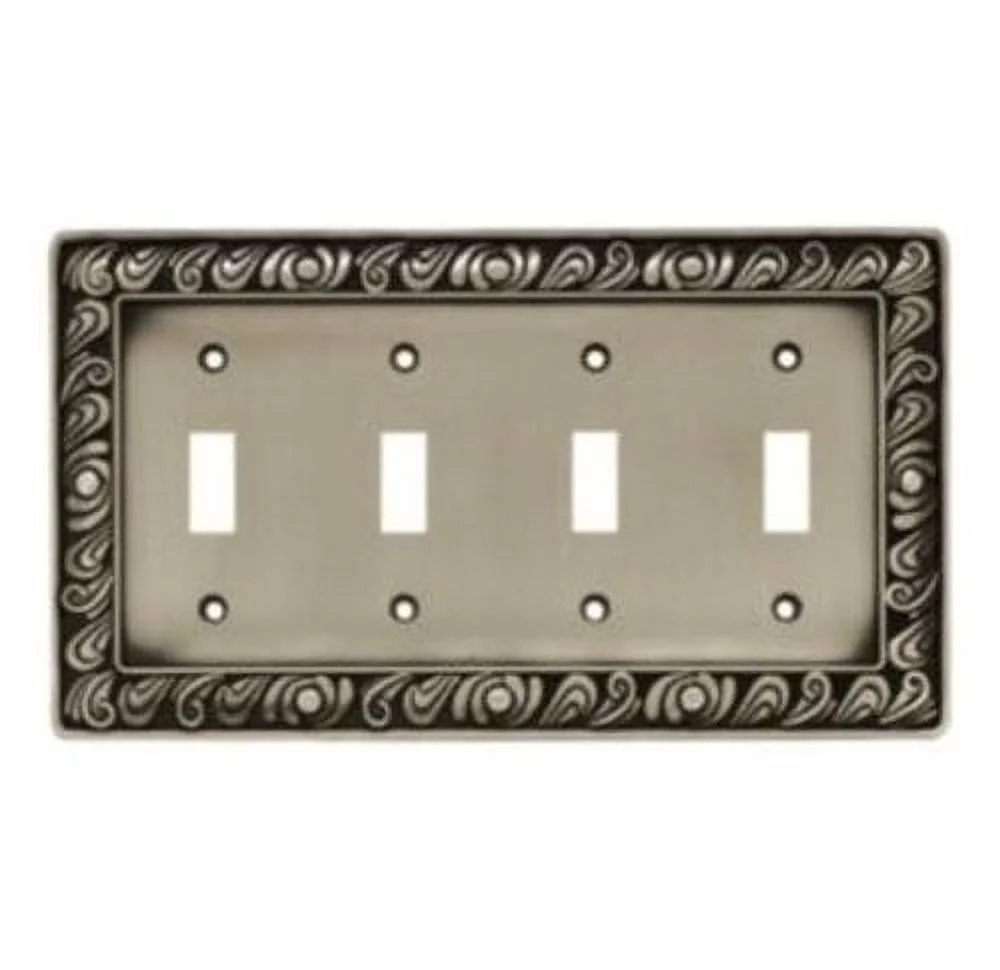 Paisley Quad-Switch Wall Plate, Available in Multiple Colors