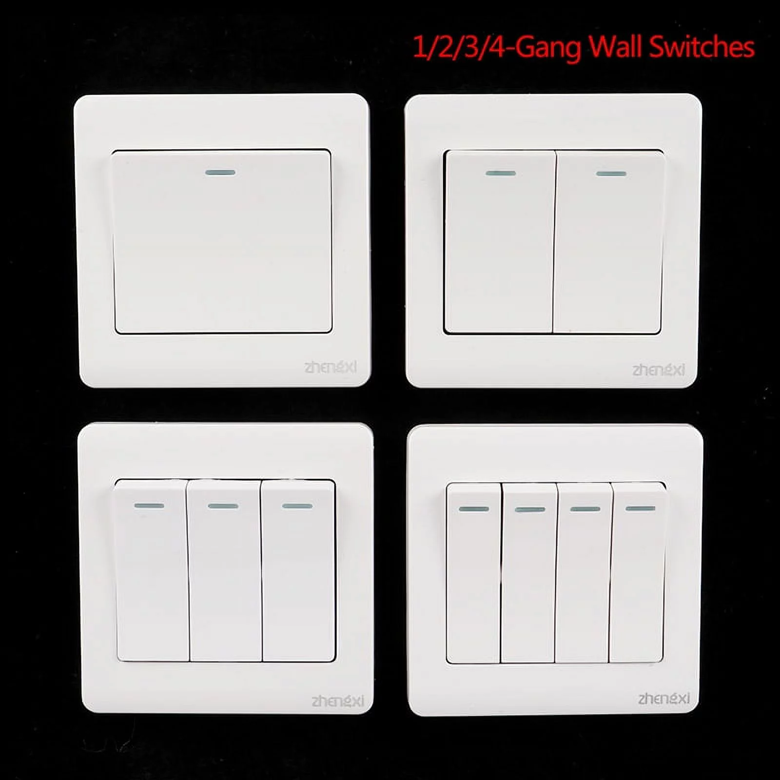 Wall Switch 1/2/3/4 Gang 1Way Button Wall Light Switch On / Off Push Button