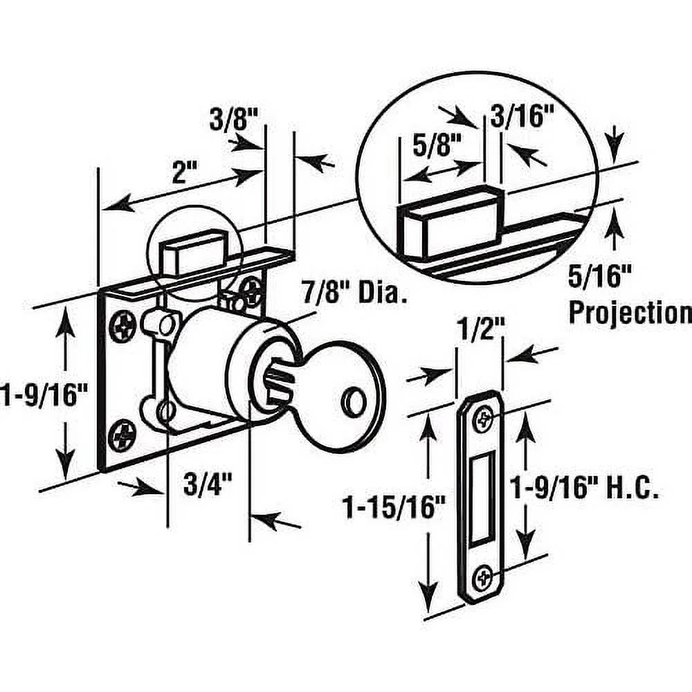 u 10666 drawer and cabinet lock, mortise (single pack)