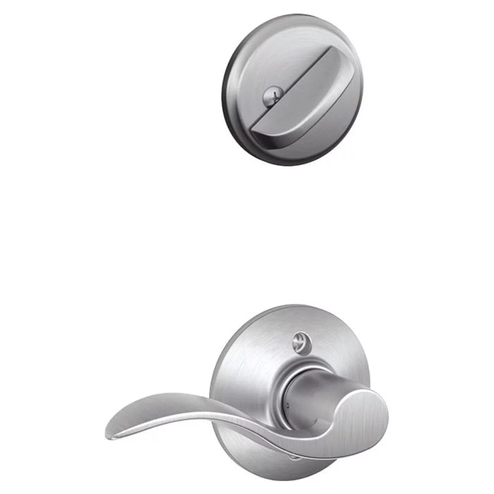 Schlage F59 ACC 626 RH Accent Interior Right-Handed Lever with Deadbolt, Brushed Chrome (Interior Half Only)