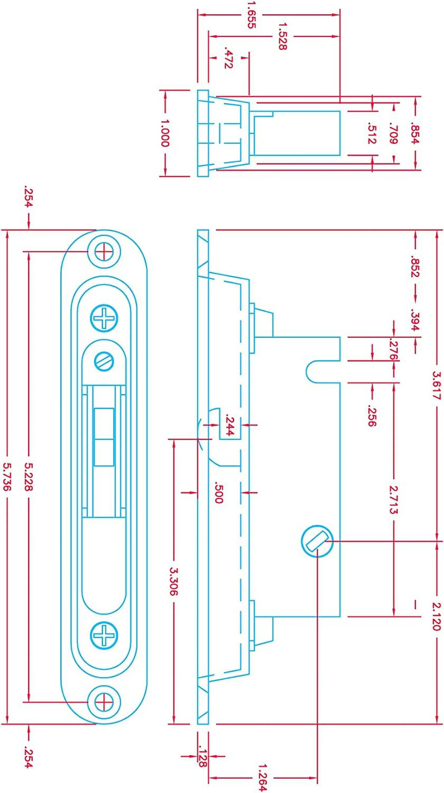 Security Sliding Patio Door Mortise Lock With Recessed Adaptor