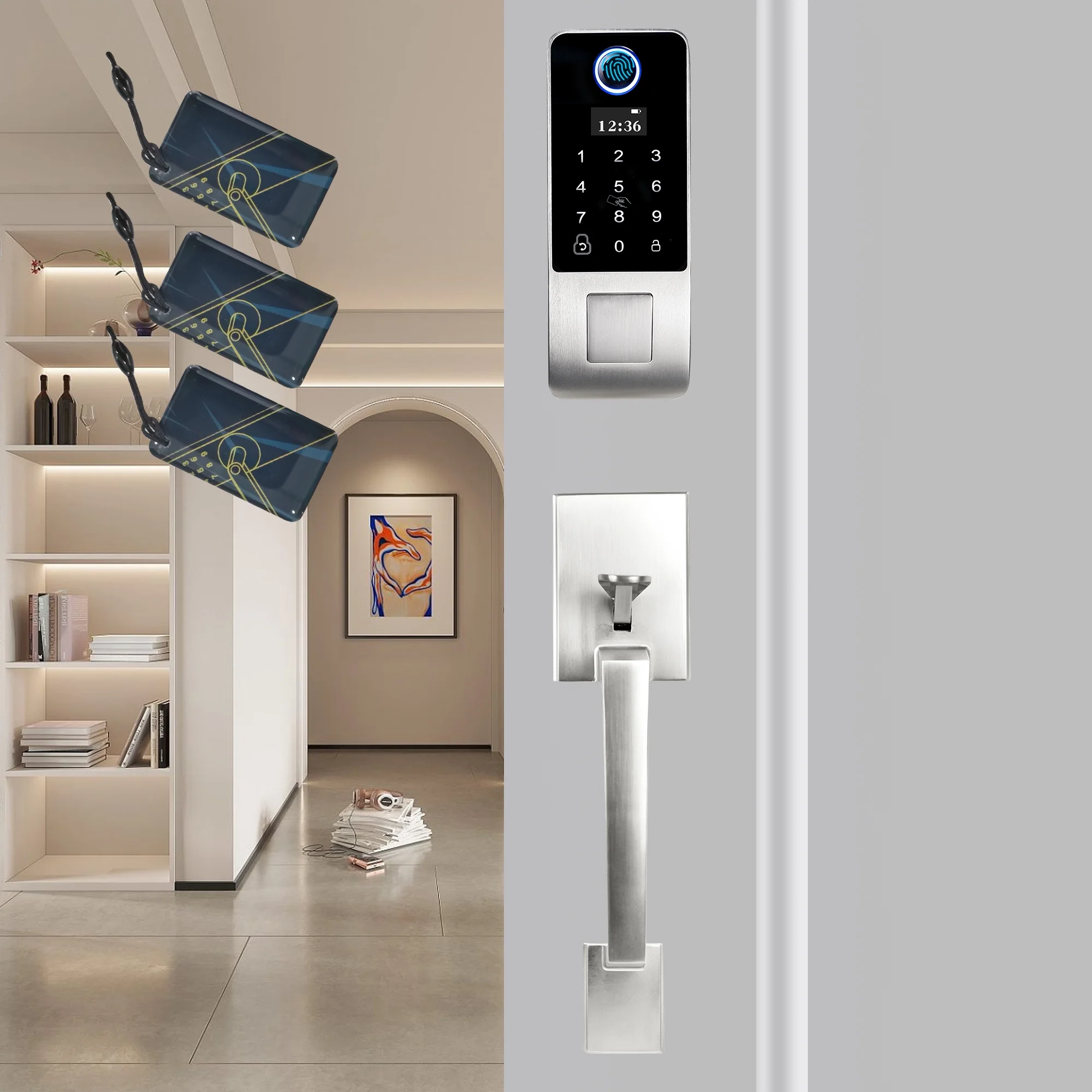 Fingerprint Door Lock, OLED Display&Voice Guide Keyless Entry Door Lock, 300+ Users Smart Door Lock, Door Locks with Keypads, Front Door Lock Set, Electronic Keypad Deadbolt,Satin Nickel